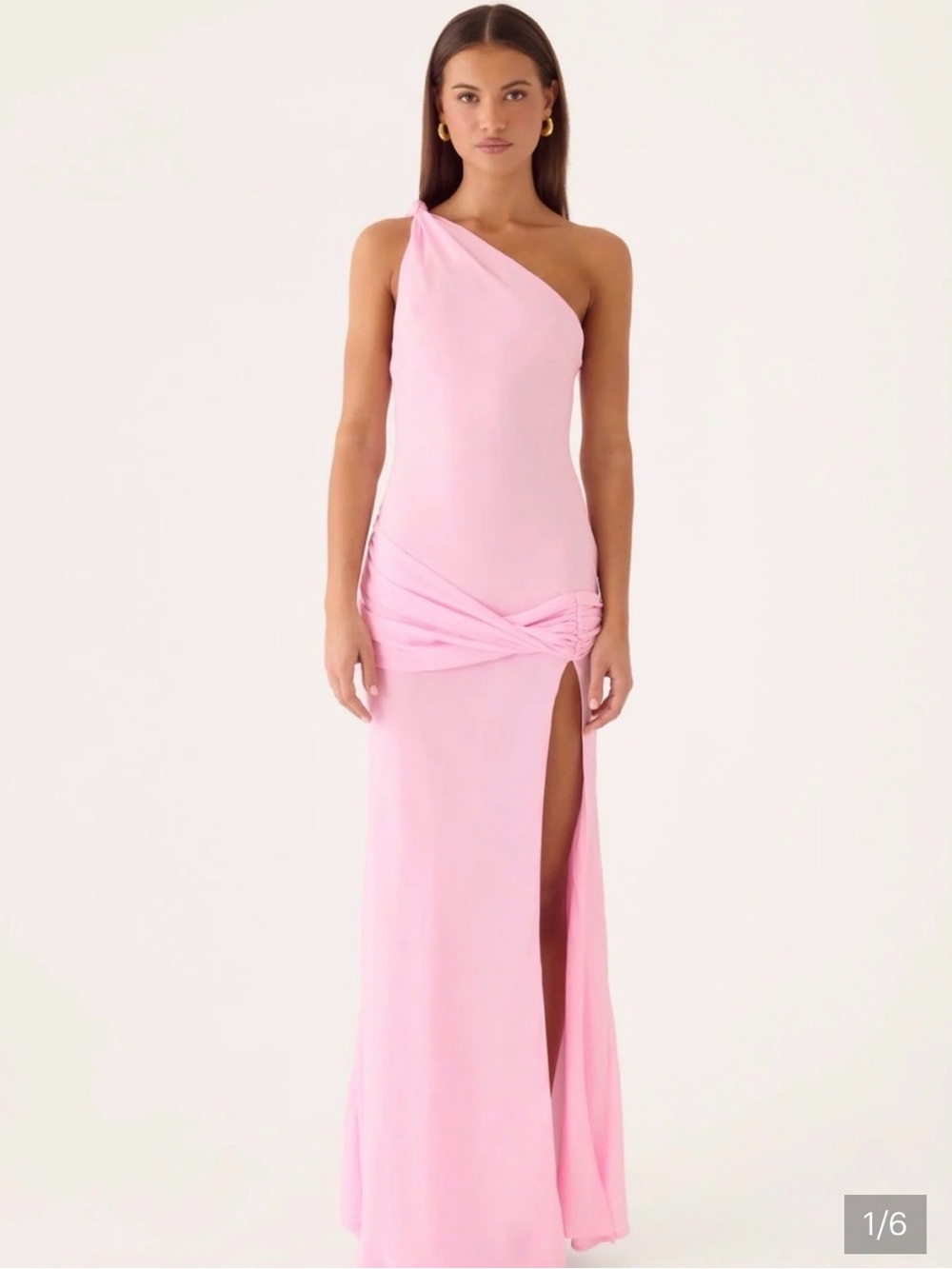 Peppermayo Pearson One-Shoulder Pink maxi dress